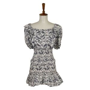 Whiteroom + Cactus Cotton Dress Women’s S Paisley Short Sleeve Mini Smocked‎